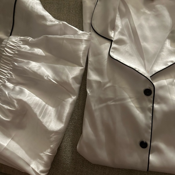 White Silky Satin Pajamas - Picture 2 of 7